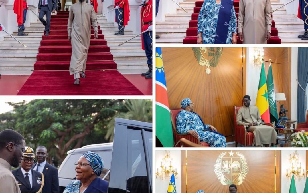 Le Président de la République, Son Excellence Bassirou Diomaye Faye, a reçu cet après-midi Mme Netumbo Nandi-Ndaitwah, Présidente de la République de Namibie, en escale technique à Dakar.