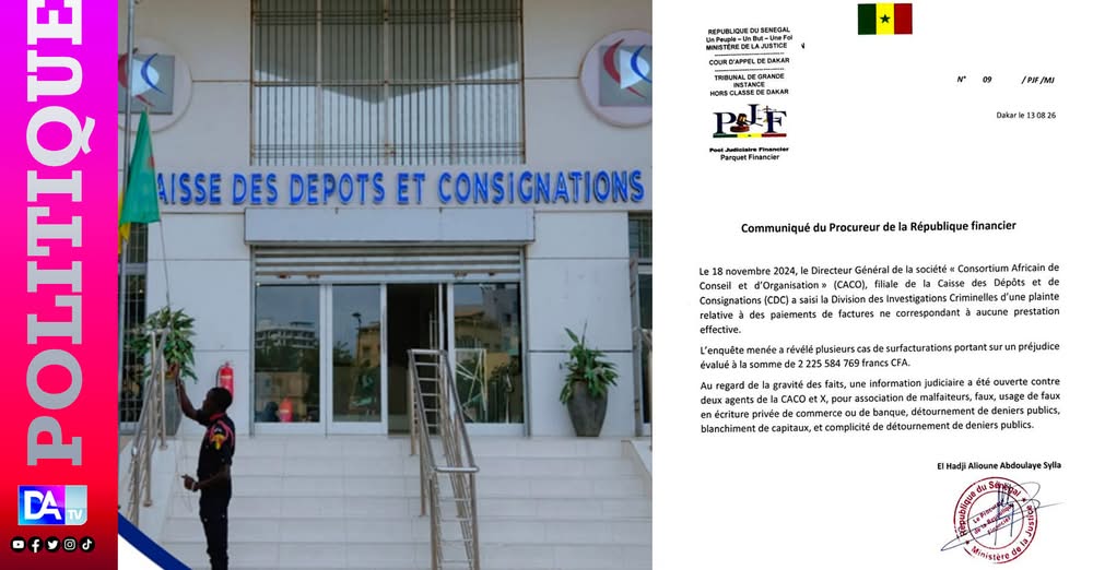 Surfacturation, détournements : Une information judiciaire ouverte par le PJF concernant deux agents d’une filiale de la CDC